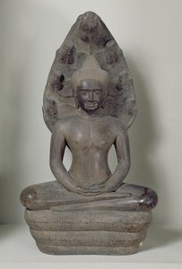 Buda sentado em meditação sobre o Naga, Angkor (bronze)